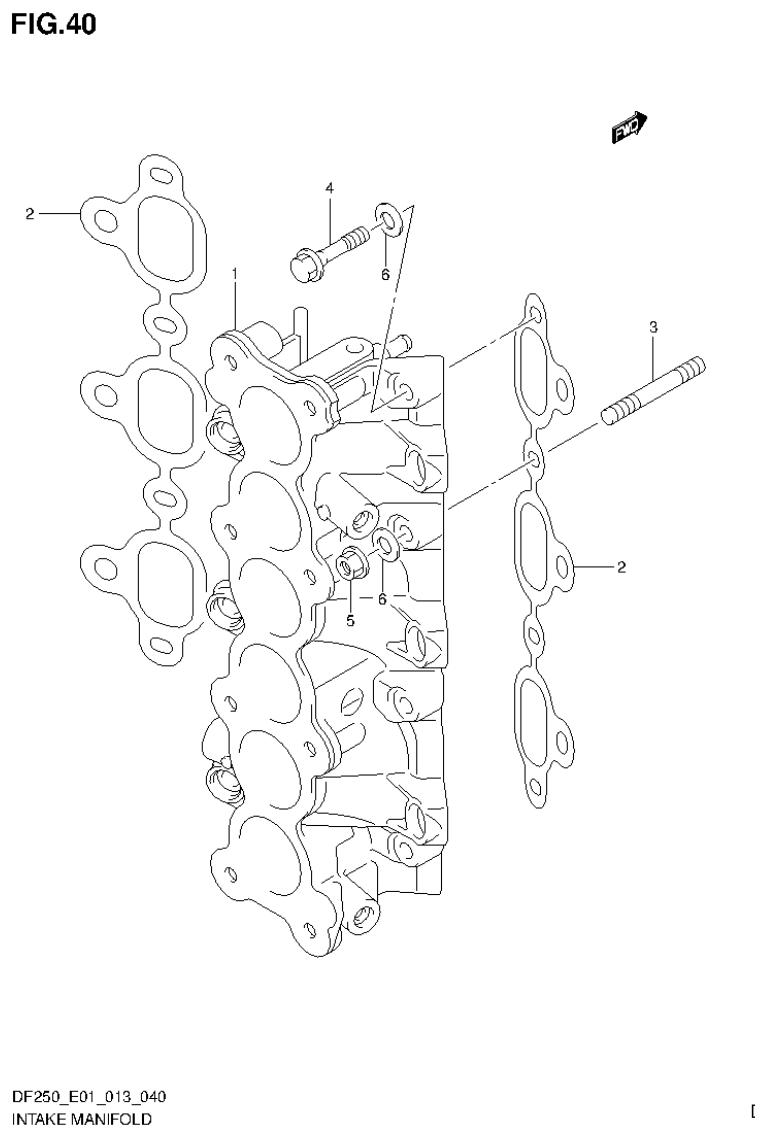 Suzuki DF200T, DF200Z, DF225T, DF225Z, DF250T, DF250Z INTAKE MANIFOLD parts diagram